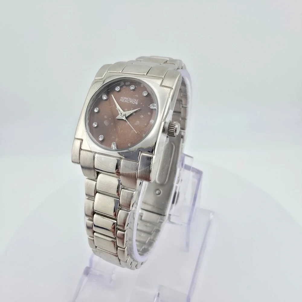New! KENNETH COLE REACTION Ladies Watch Crystal Indices St. Steel 6.75